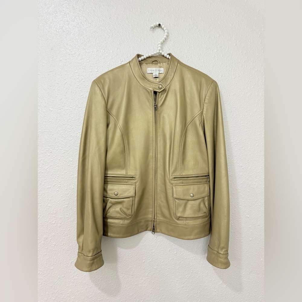 Gold  Bronze leather jacket by Casual Corner Size L